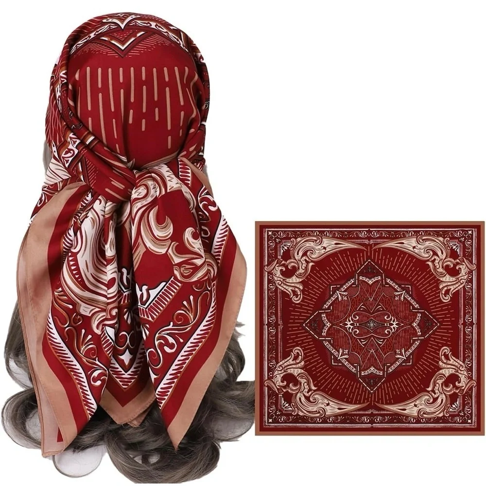Silk Like Head Scarf Large 35”Silk Feeling Hair Wrapping Satin Scarves